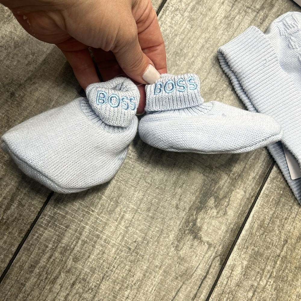 BOSS Baby Blue Hat and Booties Set - New - Picture 2 of 5